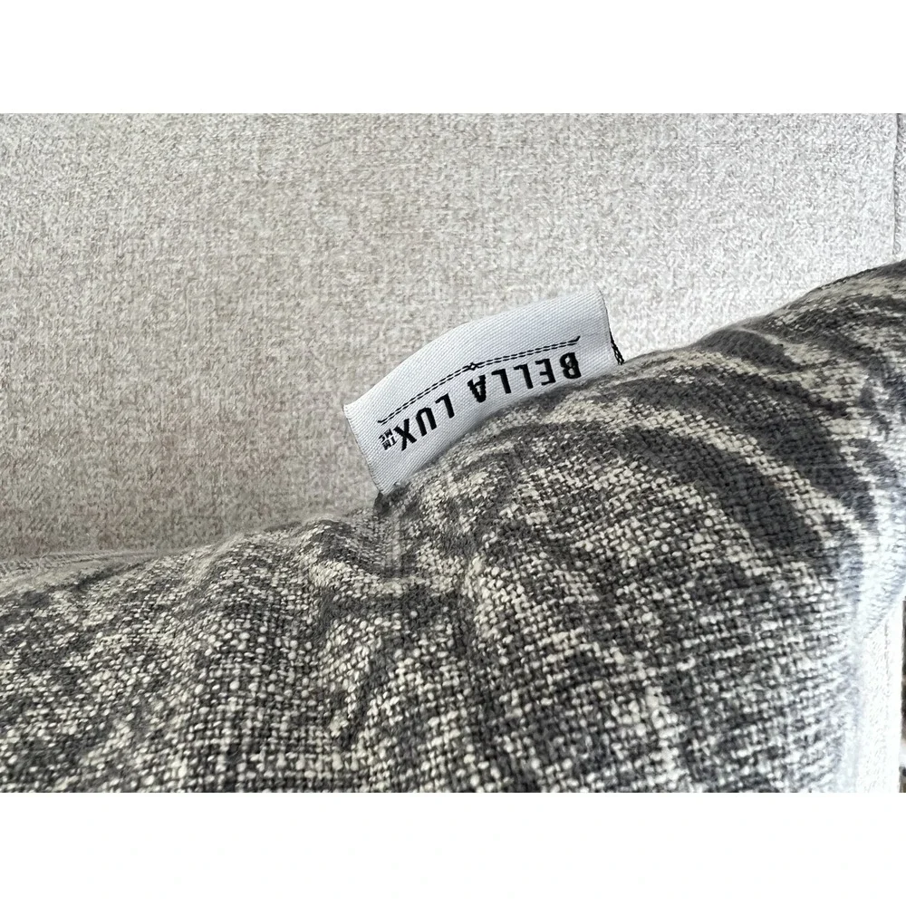 Bella Lux Pillow Case‎ Cover Crewel Embroidered Snowflake Gray Down Pillow (2)